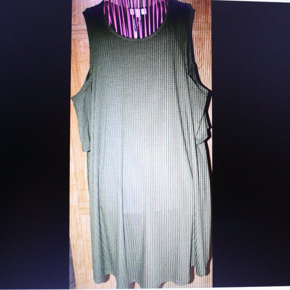 Step Up Women's Cold Shoulder Short Sleeve Olive green Dress, Sz 3XL - Picture 1 of 5
